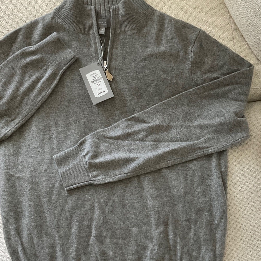 Neiman Marcus Gray Zip-Up Sweater